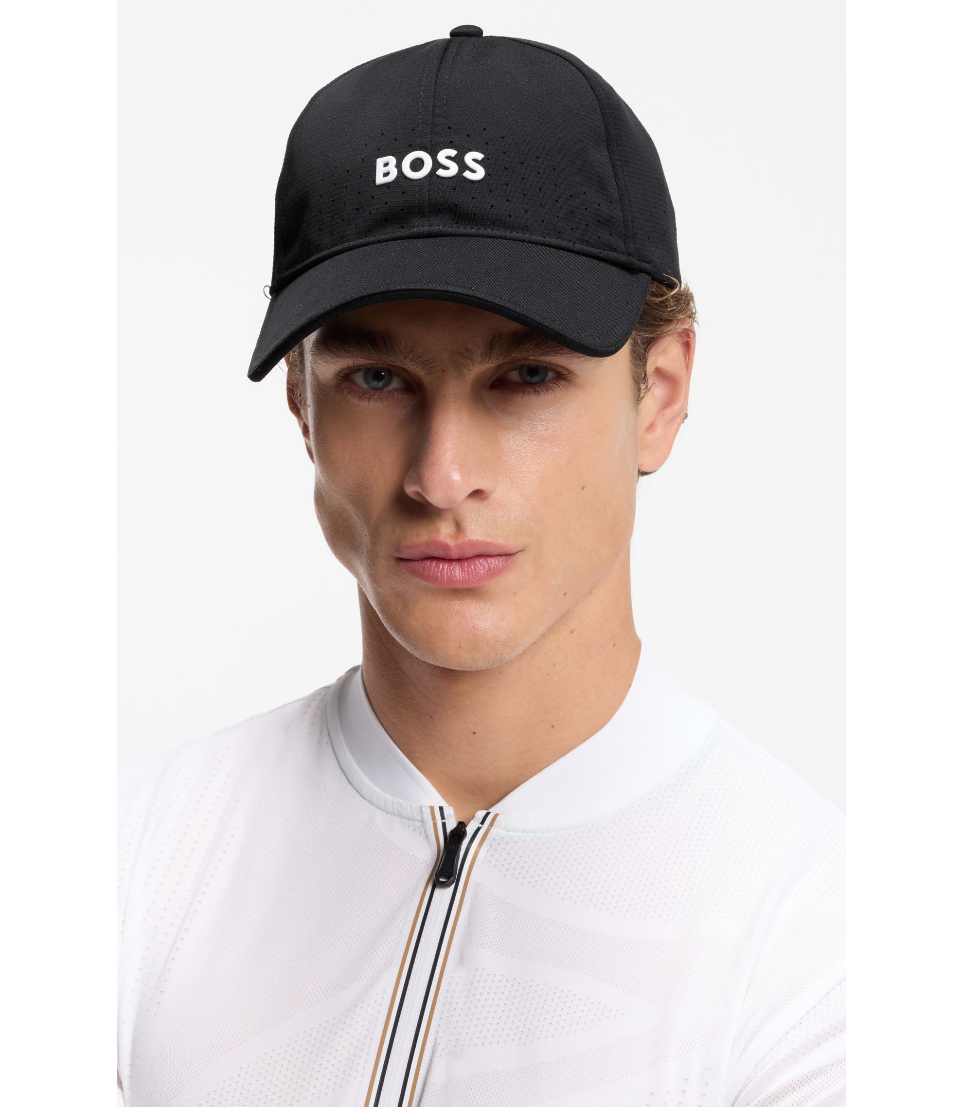 BOSS - Perforated cap with gloss logo - Black