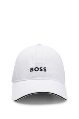 Gorra perforada con logo en relieve, Blanco