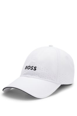 Gorra perforada con logo en relieve, Blanco