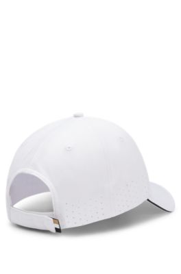 Gorra perforada con logo en relieve, Blanco