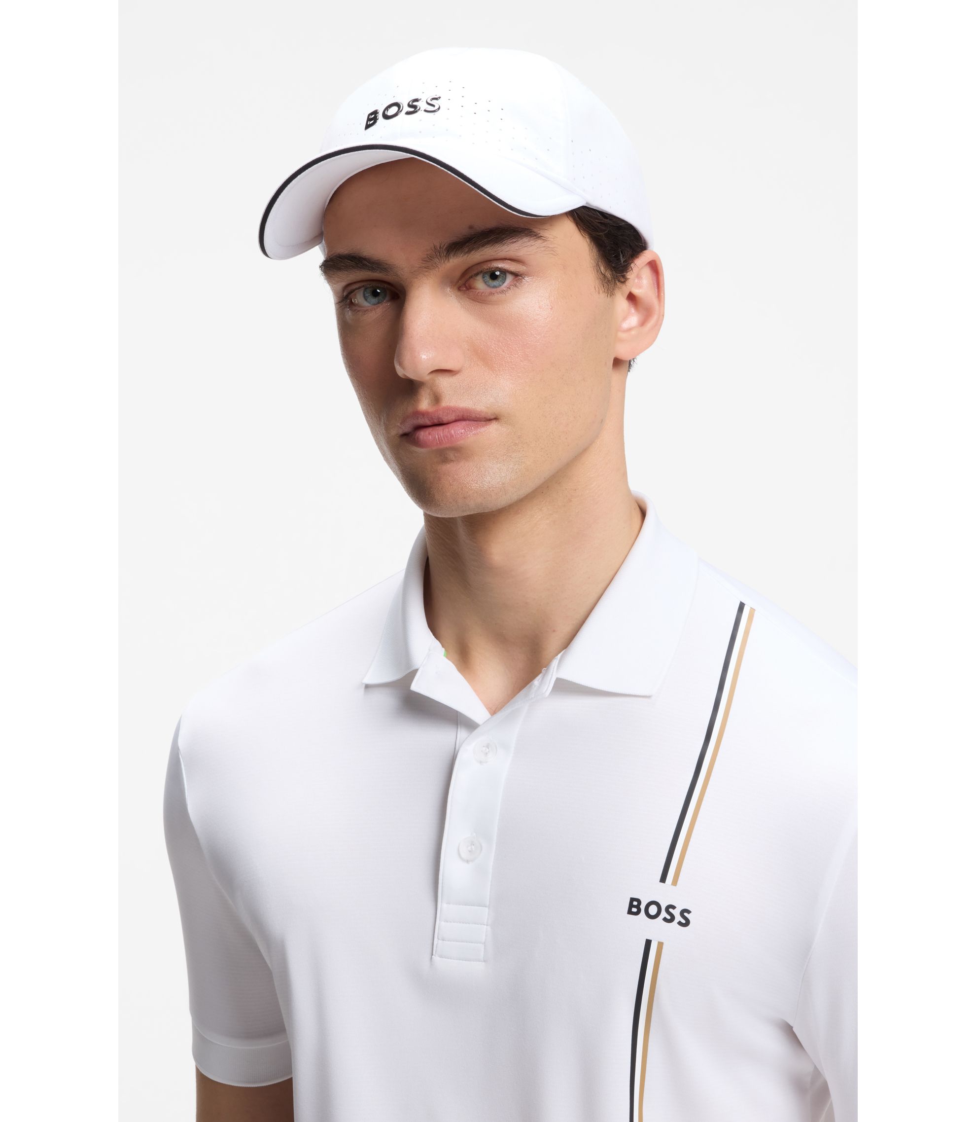 BOSS - Perforated cap with gloss logo - White