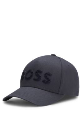 Casquette en twill de coton avec logo structur&eacute;, Bleu fonc&eacute;