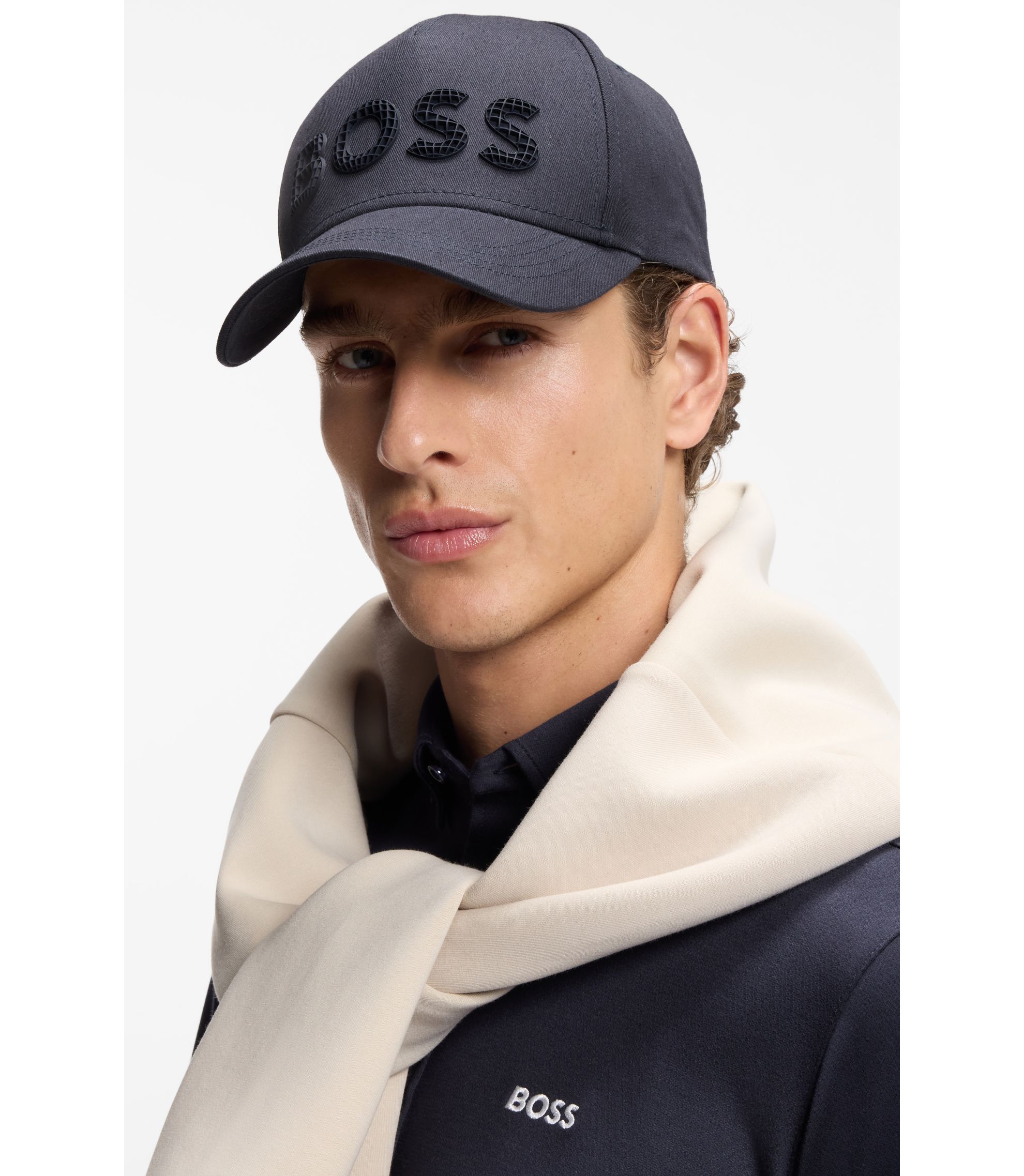 BOSS - Structured-logo cap in cotton twill - Dark Blue