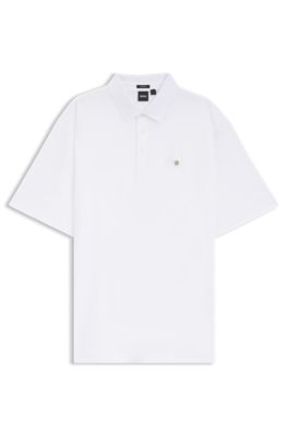 Regular-fit polo shirt in mercerized interlock cotton, White