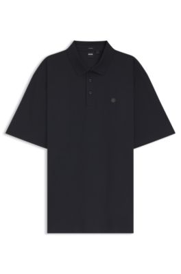 Regular-fit polo shirt in mercerized interlock cotton, Dark Blue
