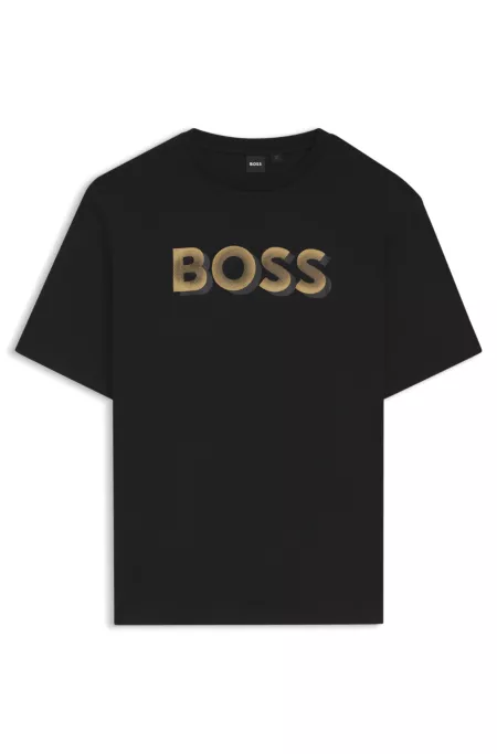 Mercerized-cotton T-shirt with logo artwork