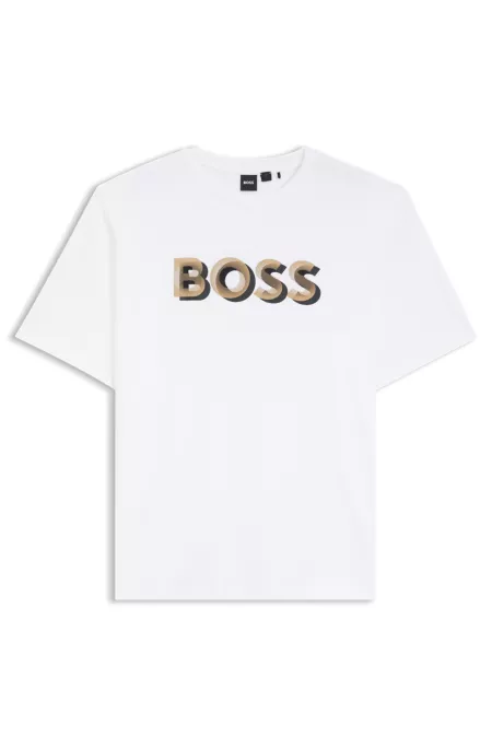 Mercerized-cotton T-shirt with logo artwork