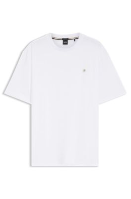 Camiseta regular fit de algod&oacute;n interlock mercerizado, Blanco