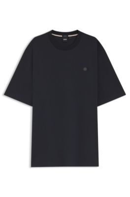 T-shirt Regular en coton interlock merceris&eacute;, Bleu fonc&eacute;