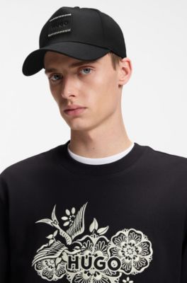 Gorra de sarga de algod&oacute;n con parche de logo, Negro