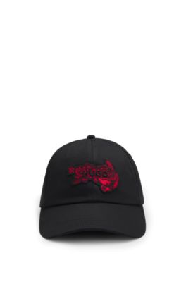Gorra de sarga de algod&oacute;n con detalle de parche de logo, Negro
