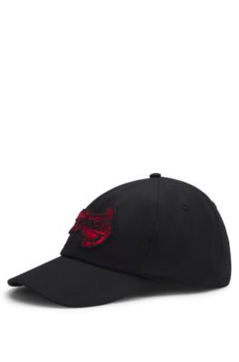 Gorra de sarga de algod&oacute;n con detalle de parche de logo, Negro