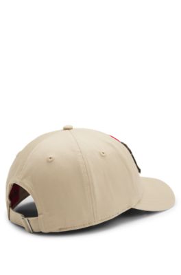Cotton-twill cap with logo-patch detailing, Beige