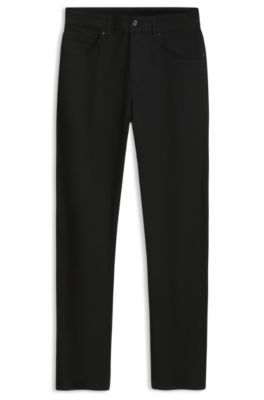 Porsche x BOSS tapered-fit pants in stretch denim, Black