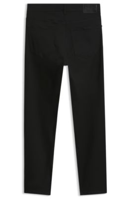 Porsche x BOSS tapered-fit pants in stretch denim, Black