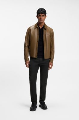 Porsche x BOSS tapered-fit pants in stretch denim, Black