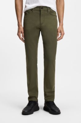 Porsche x BOSS tapered-fit pants in stretch denim, Light Green