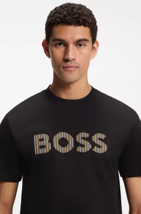 Stripe-artwork T-shirt in cotton jersey