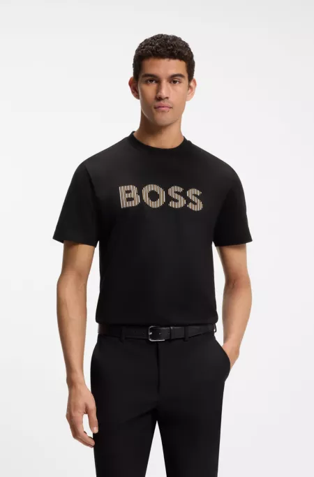 Stripe-artwork T-shirt in cotton jersey