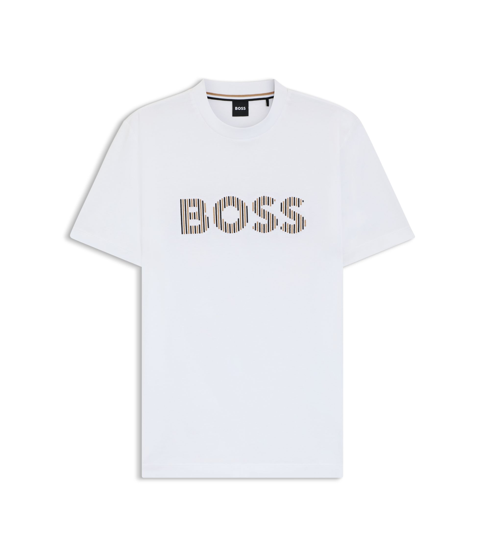 BOSS - Stripe-artwork T-shirt in cotton jersey - White