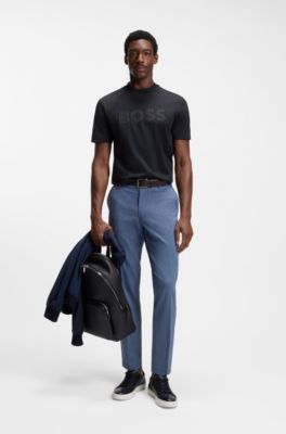 T-shirt en jersey de coton &agrave; imprim&eacute; ray&eacute;, Bleu fonc&eacute;