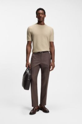 Knitted-structure sweater in cotton, Light Beige