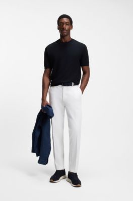 Knitted-structure sweater in cotton, Dark Blue