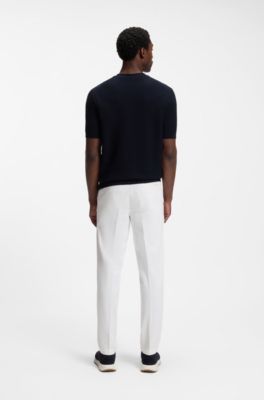 Knitted-structure sweater in cotton, Dark Blue