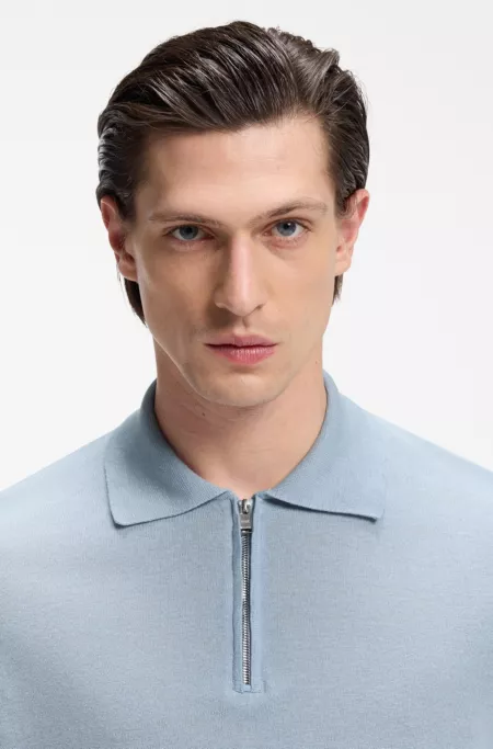 Zip-neck sweater in a linen blend