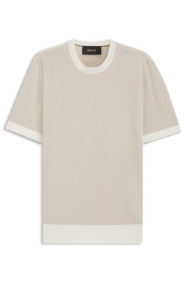 T-shirt en maille de soie et de coton, Blanc