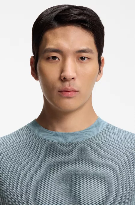 Silk-cotton sweater with structured knit