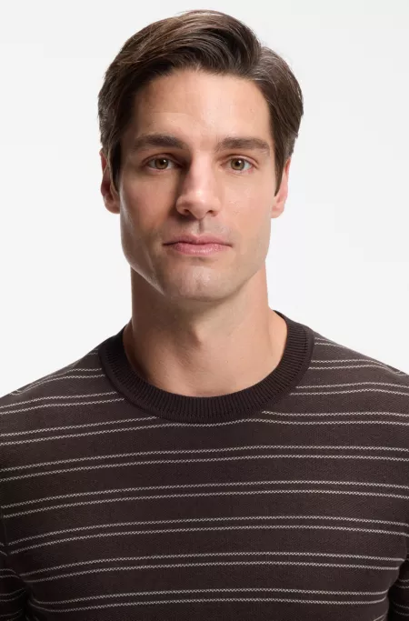 Horizontal-stripe sweater in a cotton blend