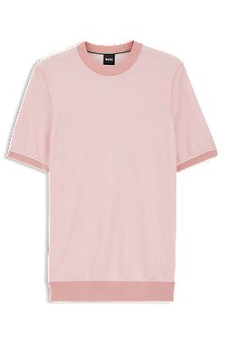 Horizontal-stripe knit T-shirt in a cotton blend
