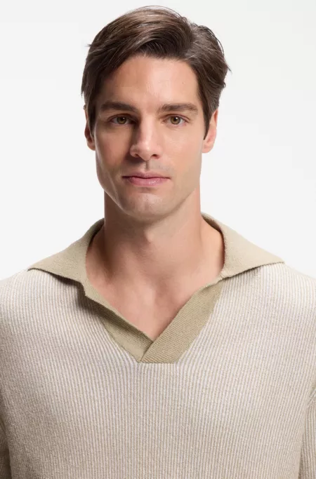 Johnny-collar sweater in a cotton blend