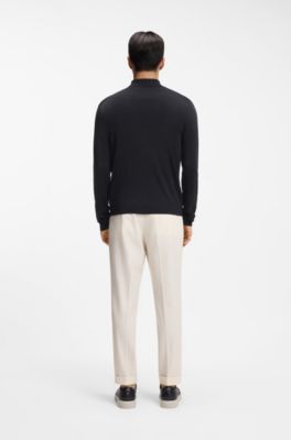 Silk cardigan with mesh paneling, Dark Blue