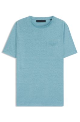 BOSS BY BECKHAM T-shirt in linen, Light Blue