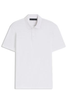 BOSS BY BECKHAM polo shirt in linen, White