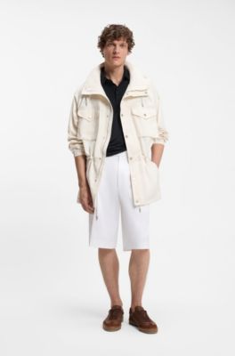 BOSS BY BECKHAM polo shirt in linen, Dark Blue