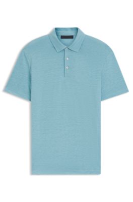 BOSS BY BECKHAM polo shirt in linen, Light Blue