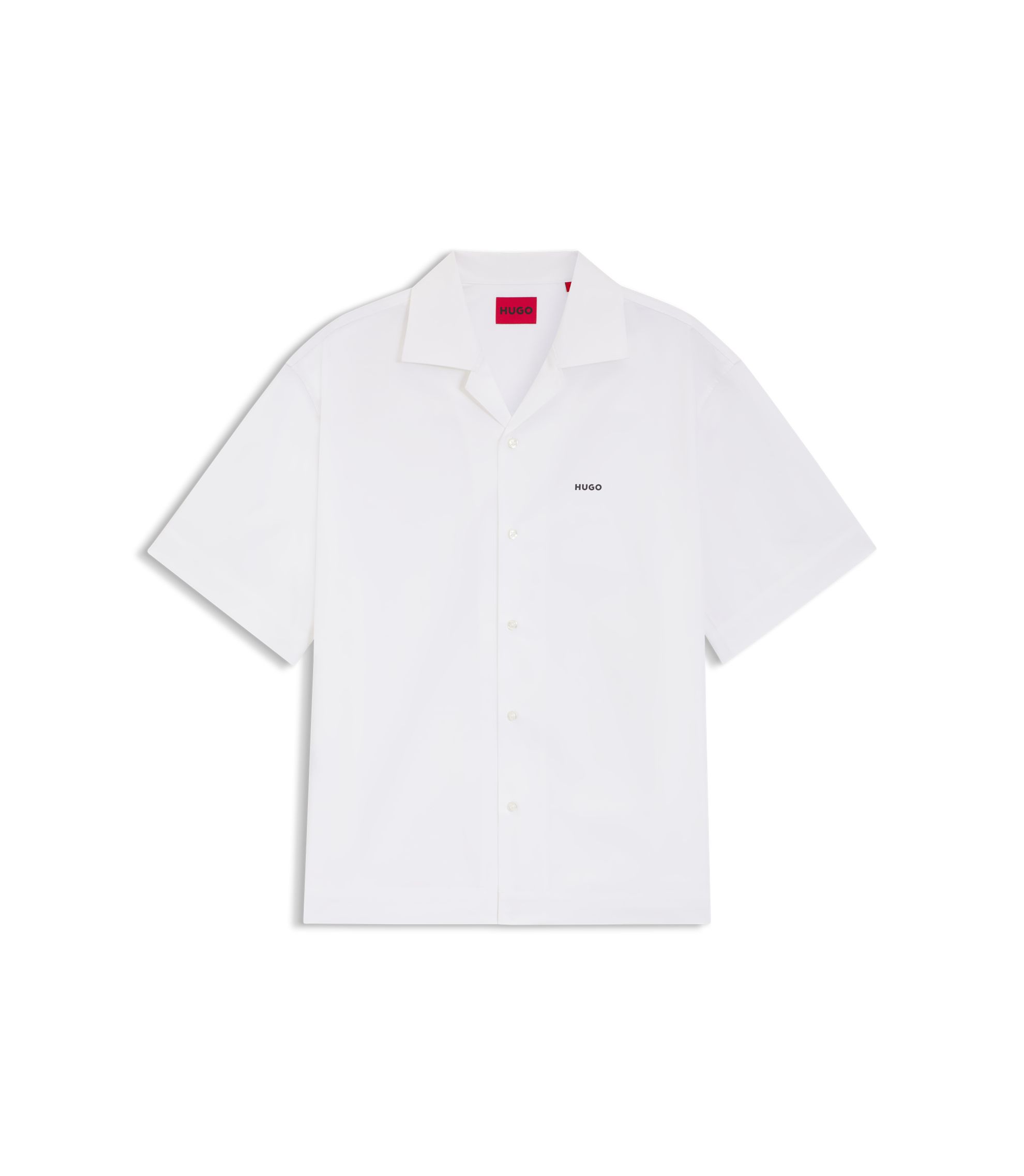 HUGO - Oversized-fit shirt in paper-touch cotton - White