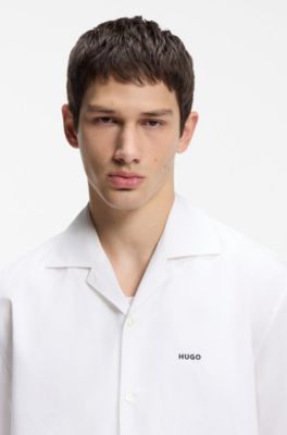 Camisa oversize fit en algod&oacute;n con tacto de papel, Blanco