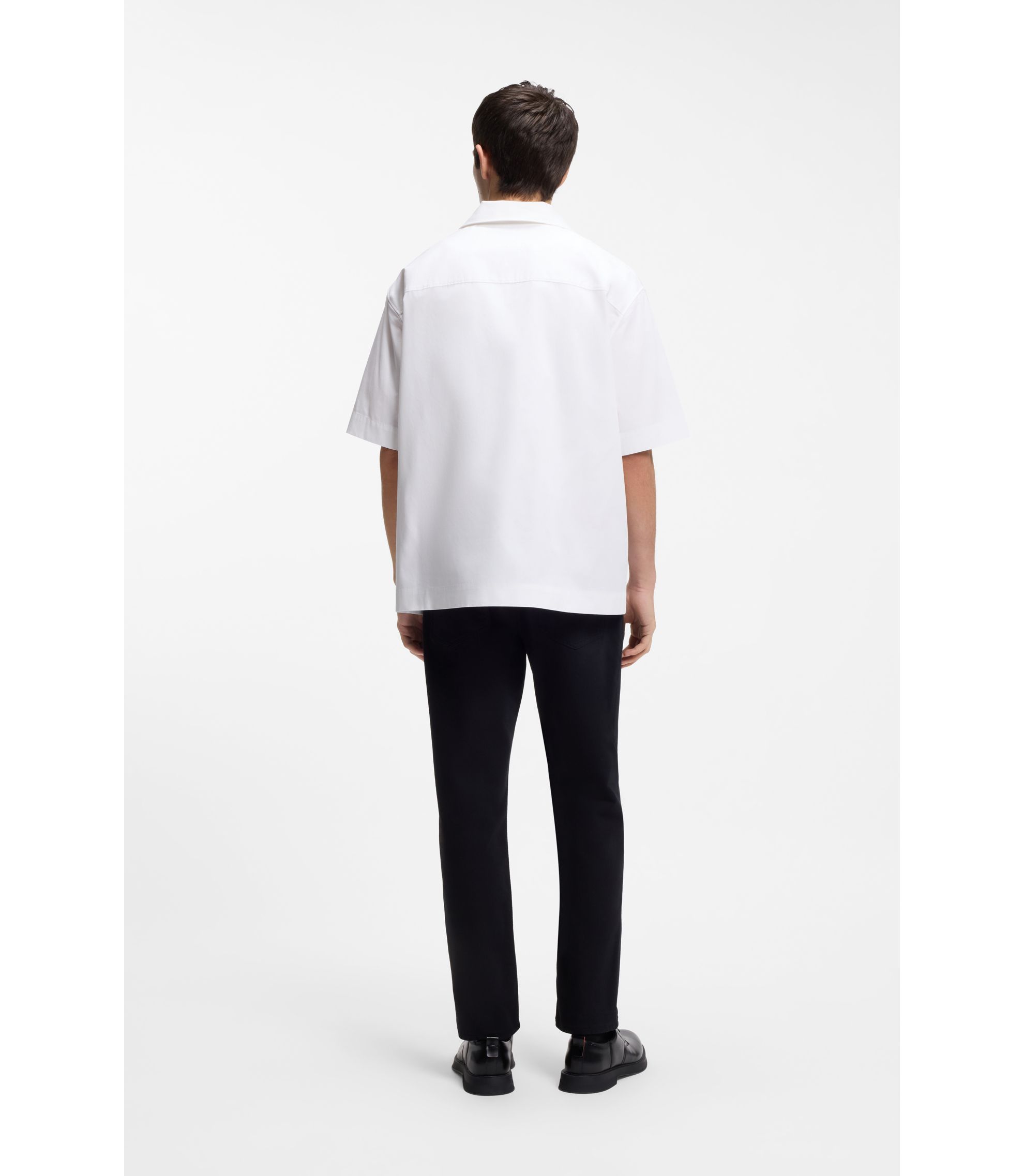 HUGO - Oversized-fit shirt in paper-touch cotton - White