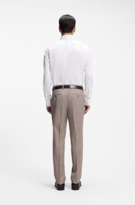 Camisa regular fit en dobby de algod&oacute;n el&aacute;stico de planchado f&aacute;cil, Blanco