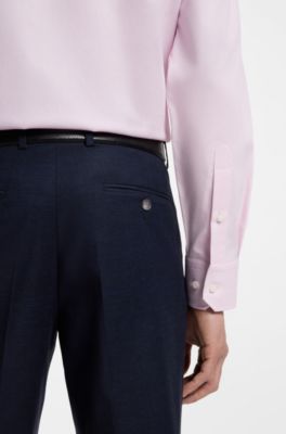 Easy-iron regular-fit shirt in stretch-cotton dobby, light pink