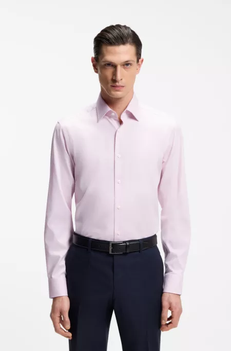 Easy-iron regular-fit shirt in stretch-cotton dobby