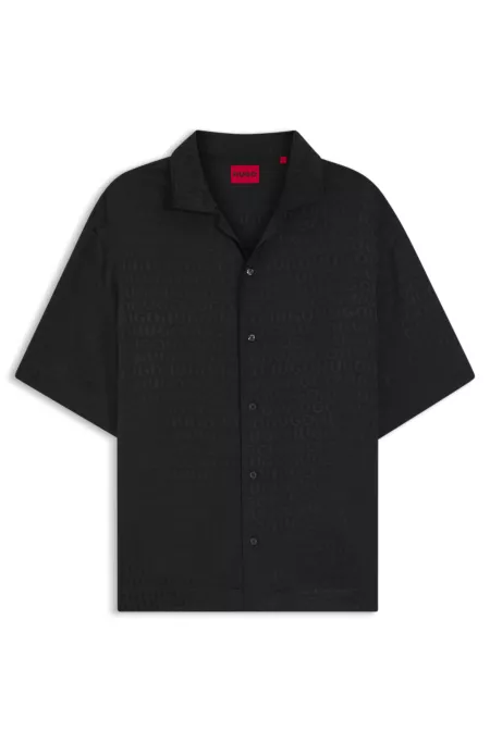 Oversized-fit shirt with jacquard pattern