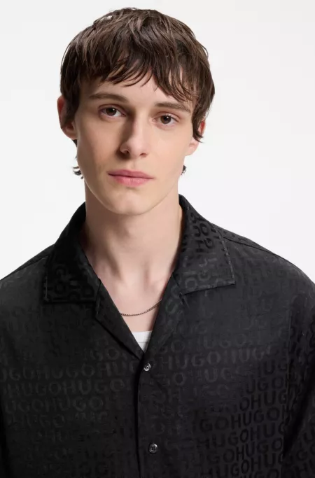 Oversized-fit shirt with jacquard pattern