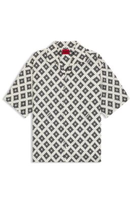 Camisa oversize fit con estampado con car&aacute;cter, Blanco