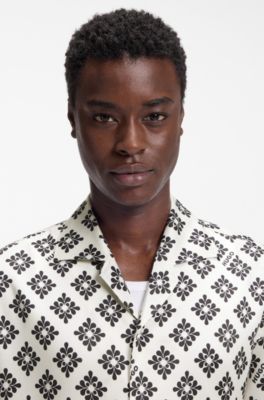 Oversize-fit shirt with statement print, White