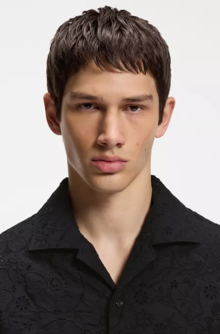 Oversize-fit shirt in broderie-anglaise cotton